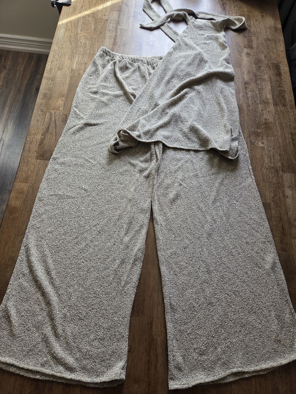 Pull&Bear Halter Top Lounge Set Relaxed Speckled Terry Wide-Leg